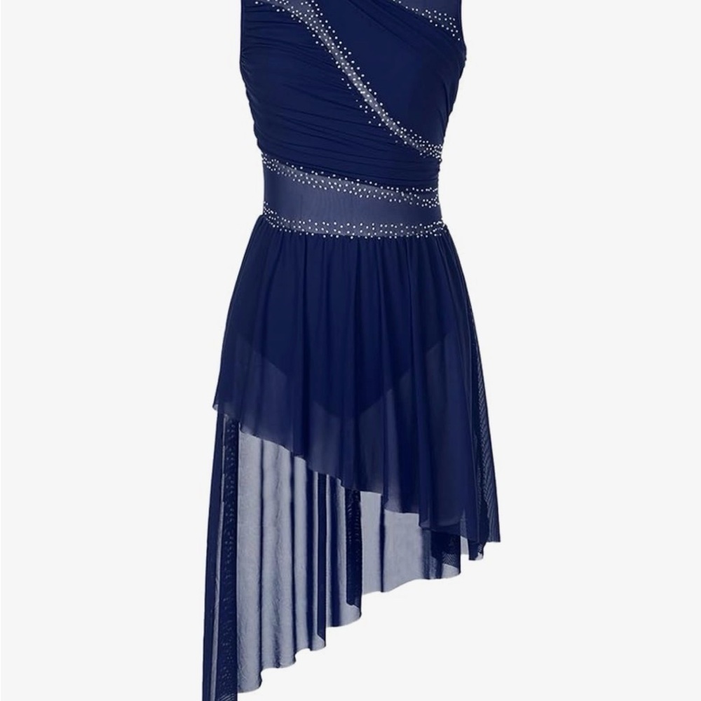 Chic Asymmetrical Navy Dress